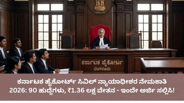 ಕರ್ನಾಟಕ ಹೈಕೋರ್ಟ್ 90 ಸಿವಿಲ್ ನ್ಯಾಯಾಧೀಶರ ಹುದ್ದೆಗಳಿಗೆ ಅರ್ಜಿ